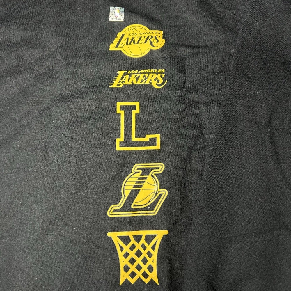 NBA Los Angeles Lakers Crewneck Sweatshirt Mens Small Black Yellow Logo Fleece - Picture 3 of 9